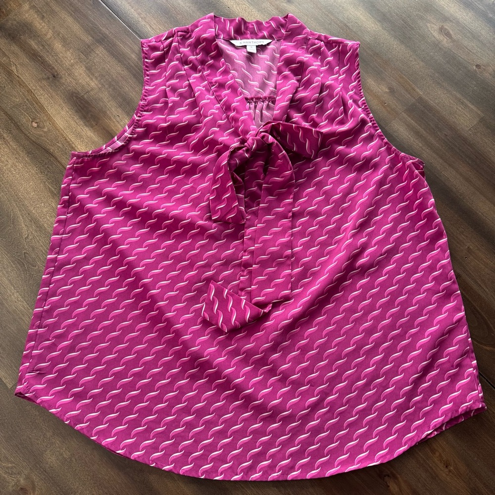 Pink Patterned Sleeveless Blouse